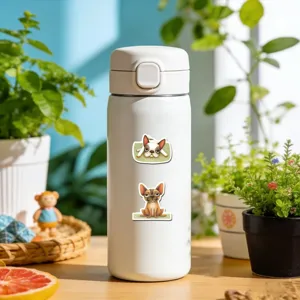 Cute French bulldog cartoon stickers for DIY journaling, suitcase and water bottle.
