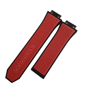 Cinturino per orologio in gomma costata rosso nero cinturino in silicone accessorio lusso