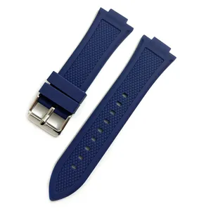 Correa de reloj deportiva de silicona azul oscuro con hebilla de acero inoxidable