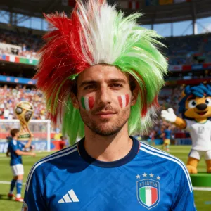 Parrucca da Tifoso Sportivo con Bandiera Nazionale Colorata Coppa del Mondo Campionato Europeo Festa di Carnevale Copricapo per Capelli Corti Decorativi