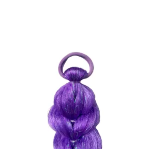 Purple synthetic hair braid hair tie with tinsel glitter for styling and daily use.