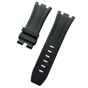 Correa de reloj de repuesto de fluoroelastómero negro compatible Royal Oak Offshore banda deportiva.