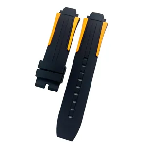Correa de reloj de repuesto de silicona negra y naranja, diseño deportivo impermeable piezas.