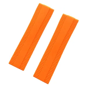 Orange rubber watch strap replacement, textured silicone band for diving sport watches.