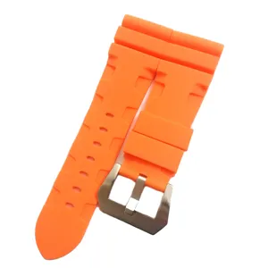 Correa de reloj de silicona naranja de repuesto impermeable 26mm de goma deportiva de lujo.