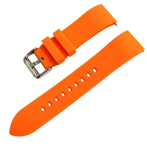 Correa de reloj de silicona naranja brillante de repuesto con pasador de liberación y hebilla.