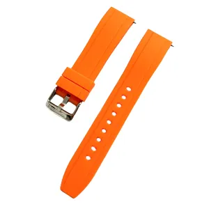 Correa de reloj de silicona naranja con pasadores de liberación rápida y hebilla de acero