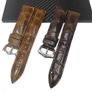 Bracelet de montre en cuir veritable avec boucle ardillon marron accessoires
