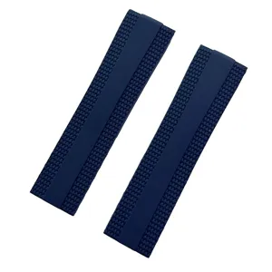 Detailed view of the dark blue textured silicone watch strap replacement accessories.