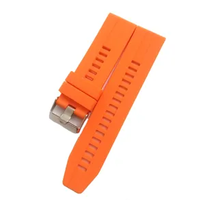 Correa de repuesto de silicona naranja con hebilla de metal para accesorio de reloj deportivo