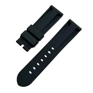 Correa de reloj de caucho negro de alta calidad, correa de repuesto de silicona duradera.