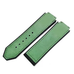 Correa de reloj de repuesto goma cuero verde accesorio compatible para relojes de lujo