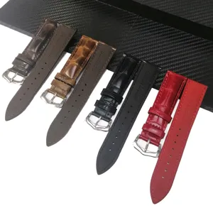 Bracelet de montre en cuir veritable, remplacement souple en vachette avec boucle classique.