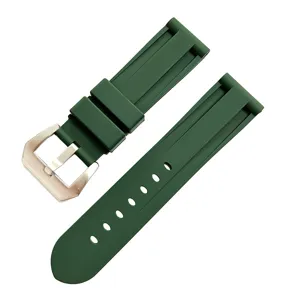 Correa de reloj de silicona verde de repuesto, pulsera de goma impermeable para deportes