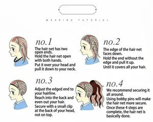 Detailed wearing tutorial guide for wig cap, step by step instructions for easy styling.