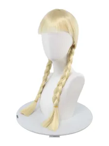 Light blonde fringe long braided wig for cosplay party and daily wear natural looking 1pc