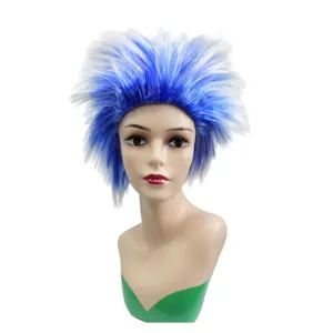 Blue white gradient punk hedgehog spiky wig for music festival party cosplay and rock styles