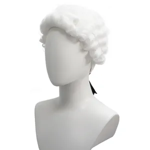 White colonial judge lawyer wig short cosplay costume party synthetic hair piece top