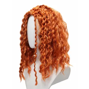 Parrucca sintetica riccia arancione capelli corti soffici per festa costume moda style