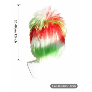 Parrucca tricolore colorata da tifoso per eventi sportivi e carnevale, lunghezza 30 cm, festa.