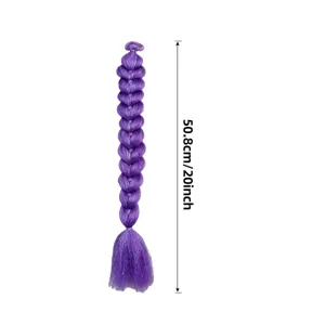 Purple synthetic hair braid extension 20 inch fishbone braided hair tie for kpop party styling