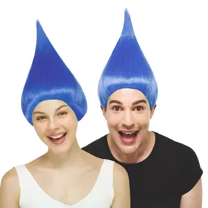 Parrucca capelli Troll blu divertente anti-gravità costume Halloween festa cosplay