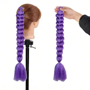 Purple braided hair extension synthetic fishbone braid hairpiece for women daily styling party.