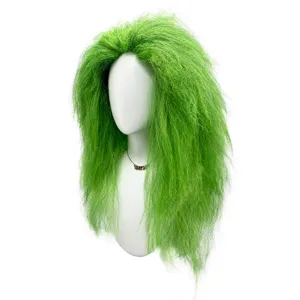 Perruque longue bouclée verte déguisement monstre Halloween fête accessoire cheveux drôle