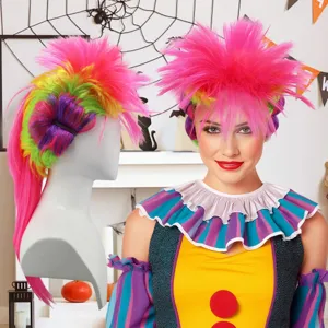 Halloween Bunte Alternative Punk Perücke Lange Flauschige Glatte Haare Party Maskenball Performance Cosplay Kostüm Requisite