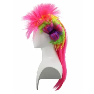 Bunte Punk Langhaar Perücke für Halloween Party, farbige Rocker Cosplay Haarverkleidung.