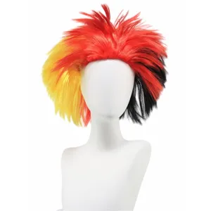 Colorful fan wig tricolor hedgehog hair party costume World Cup football cheering sports event prop