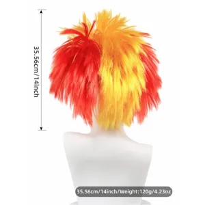 Colorful fan wig spiky hair red yellow afro wig fan costume party decoration prop 35cm