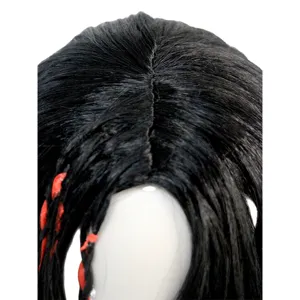 Black pirate wig with red braids cosplay Halloween costume Jack Sparrow synthetic hair piece