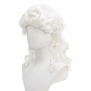 Retro white curly wig for Halloween cosplay, fluffy natural European court hairstyle.