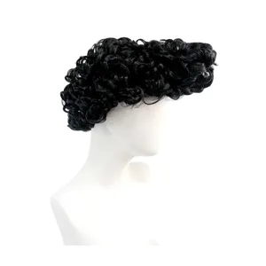 Men black short curly wig fluffy fashion synthetic hair headgear daily styling piece