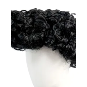 Men short curly black synthetic wig main view showcasing fluffy styling design effect.