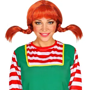 Orange Short Straight Bangs Double Braid Wig Anime Cosplay Wig For Halloween Christmas Party Synthetic Hair