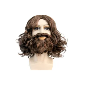 Bruine Jezus pruik en baard set voor Halloween Kerstmis cosplay feest kostuum verkleedkleding