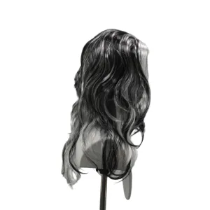 Perruque bouclée longue noire et blanche d'Halloween pour fête cosplay vampire