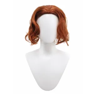 Retro braune kurze lockige Kunsthaar Perücke für Damen hitzebeständige wellige Haare.