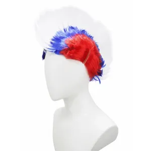 Perruque punk mohawk colorée rouge blanc bleu crête de coq fête cheveux accessoire