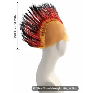 Colorful mohawk wig for party costume sports events red black yellow hair 45cm 18in 130g