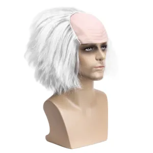 Bianca parrucca calva con cuoio capelluto finto per festa costume di Halloween cosplay