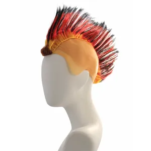 Punk mohawk wig red black yellow cockscomb hair for party cosplay costume sports match.