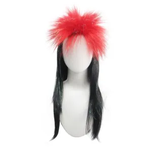Two-color sparkling fluffy tinsel long party wig festival carnival hair accessory