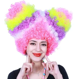 Colorful Afro Wig Colored Rainbow Party Wig For Christmas Halloween Bar Show Cosplay Performance Headgear Fan Wig