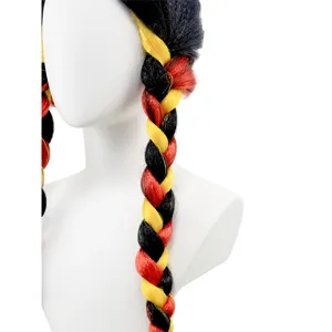 World Cup braided wig black yellow red hair braids sports fan party performance hair accessory