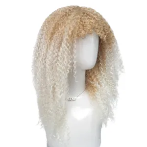 Longue perruque synthétique bouclée avec dégradé de couleur pour costume et fête.