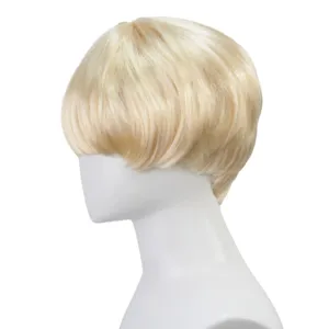 Kurze blonde Bob Peruecke mit Pony glattes Kunsthaar natuerliche taegliche Mode fuer Frauen