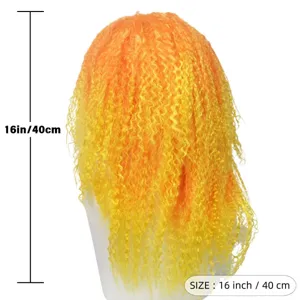 Perruque longue synthétique bouclée colorée dégradée de 40 cm pour fête et cosplay